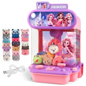 Máquina de Garra Rosa e Lilás TingingYuli – Mini Arcade Infantil com 20 Pelúcias, Luzes LED, Som e Compartimento para Prêmios