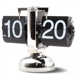 Relógio de Mesa Retrô Decorativo Mecânico Alimentado por Bateria, Betus, Prata e Preto