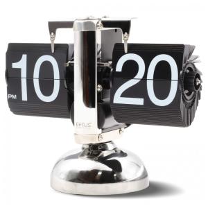 Relógio de Mesa Retrô Decorativo Mecânico Alimentado por Bateria, Betus, Prata e Preto
