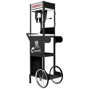 Popcorn Carrinho de Pipoca Vintage Profissonal com Panela Antiaderente, CORNRUSH 8OZ F, Preto