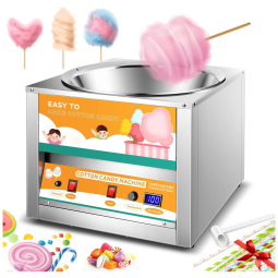 Máquina de Algodão Doce Elétrica em Aço Inoxidável, 1200W, 110v, NEWHAI, Prateado