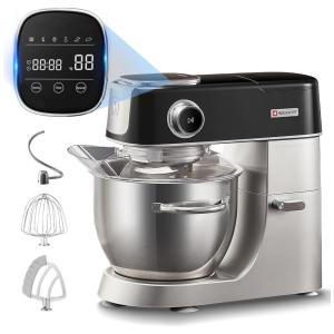 Batedeira 5L com 11 Velocidades, Tigela em Aço Inoxidável e 3 Acessórios, 110V 800W, HAUSWIRT, Preta