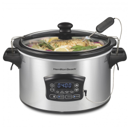 Panela Elétrica de Cozimento Lento Programável Digital Portátil Hamilton Beach 5.68 litros Set Forget com Trava de Tampa