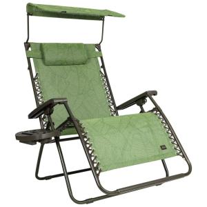 Cadeira Reclinável Ajustável Gravidade Zero com Apoio de Cabeça e Porta Copos e Cobertura de Sombra, BLISS HAMMOCKS GFC 467WGB, Verde