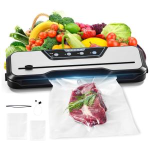 Seladora a Vácuo Automática para Alimentos Secos e Úmidos com Cortador Embutido e Indicador LED, 110V, Aeitto, Prata