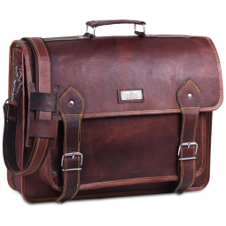 Bolsa, Maleta de Couro Masculina para Laptop, HULSH, Marrom