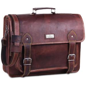 Bolsa, Maleta de Couro Masculina para Laptop, HULSH, Marrom