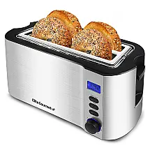 Torradeira Elétrica 4 Fatias com 6 Níveis de Tostagem e Função Descongelar, 110v, ELITE GOURMET ECT4400B, Prateado