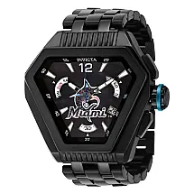 Relgio masculino MLB Miami Marlins Swiss Ronda Z60 calibre com mostrador em madreprola - 53 mm. Preto 42643
