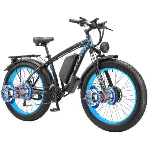 Bicicleta Elétrica com Motor Duplo 2000W, Bateria Removível 48V 23Ah UL2849, Quadro em Alumínio 6061, Pneus 26x4”, Suspensão com Trava