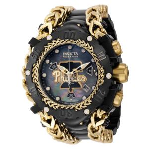 Relgio masculino reserva MLB Philadelphia Phillies Swiss Ronda Z60 calibre com mostrador madreprola - 58,3 mm. Ouro.