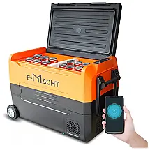Cooler Elétrico Automotivo Portátil 40 Litros com Controle por APP, CARSTY, Preto e Laranja