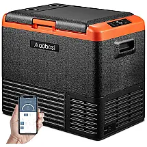 Cooler Elétrico Automotivo Portátil 50 Litros com Controle por APP, AAOBOSI, Preto e Laranja