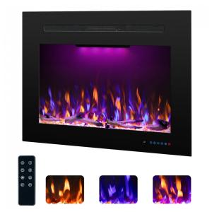 Lareira Elétrica de Embutir A53x90L cm com Temporizador, Controle Remoto, Som de Fogo, Toras e Cristais Incluso, 110V 1500W, RODALFLAME