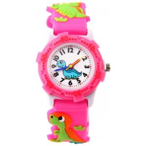Relógio Analógico com Banda de Silicone 3D para Crianças de 3 até 10 Anos, AMY Dinossauro, Preto