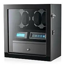 Estojo Rotativo Automático para 4 Relógios com Luz e Painel de Controle - Leader Watch Winders X205 Preto