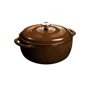 Panela de Ferro Fundido 6 Litros Forno Holandês Esmaltado e Antiaderente, LODGE EC6D81, Marrom