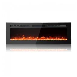 Lareira Elétrica de Embutir A54x127L com Controle Remoto e Luz de LED, 1500W, 110v, PAOLFOX Electric Fireplace, Preto