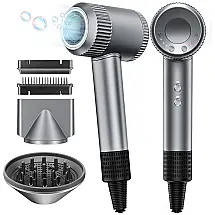 Secador de Cabelo Profissional com 3 Velocidades e 3 Acessórios, 1100W, 110v, SILMIC, Cinza