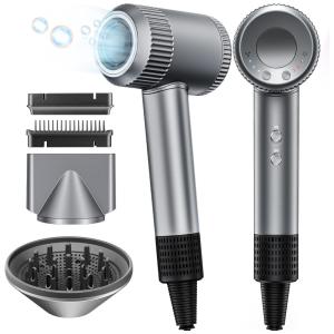 Secador de Cabelo Profissional com 3 Velocidades e 3 Acessórios, 1100W, 110v, SILMIC, Cinza