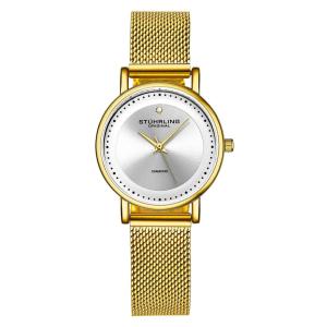 Relógio Feminino Lady Casatorra Elite 4005, Mostrador Prateado, Pulseira Dourada Aço Inoxidável, Fivela Stuhrling