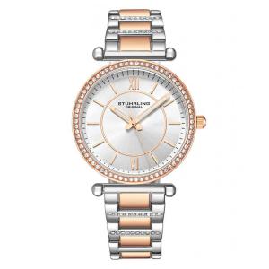 Relógio Stuhrling C905 36mm Clássico Prata com Detalhes Rosé, Estilo Elegante e Sofisticado