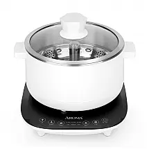 Panela Elétrica Aroma Housewares 2.5 Litros com Tecnologia Inteligente de Elevação de Cesto de Vapor em Aço Inoxidável - Branca