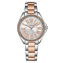 Relgio The Dynasty 4025 com moldura de cristal japons de 40 mm e pulseira rosa de dois tons, Stuhrling