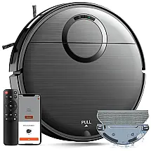 Robô Aspirador e Esfregão 2 em 1 com Controle por Wi-Fi, App, Alexa e Sucção Máxima de 2000Pa, 110V, MAMNV, Preto