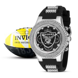 Relógio Feminino NFL Las Vegas Raiders, Invicta 42753, Preto e Prata