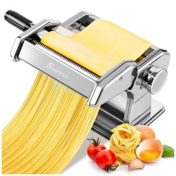 Máquina de Fazer Massas Sailnovo, 180 Roller Pasta Maker, 9 Configurações de Espessura Ajustável, 2 em 1: Máquina de Macarrão e Cortador