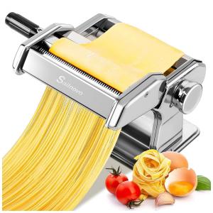 Máquina de Fazer Massas Sailnovo, 180 Roller Pasta Maker, 9 Configurações de Espessura Ajustável, 2 em 1: Máquina de Macarrão e Cortador