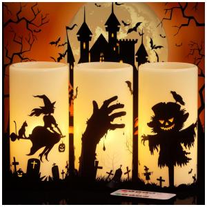 Velas Led sem Chamas de Cera Real a Bateria para Decoração de Halloween, 3 Un