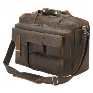 Bolsa, Maleta de Couro Masculina para Laptop, TIDING, Marrom