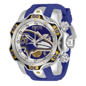 Relógio Masculino NFL Baltimore Ravens, Invicta 33063, Roxo, Prata e Dourado