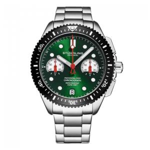 Relógio Masculino Stuhrling Velocity 4016 Quartzo 42mm com Cronográfo, Prata e Verde
