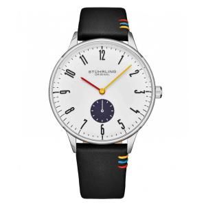 Relgio Stuhrling Romnia Japonesa Clssico 42mm, Mostrador Branco e Pulseira de Couro Preto