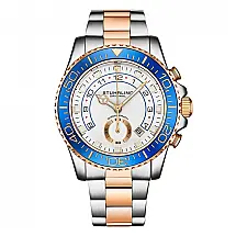 Relógio Feminino Stuhrling Brigadeiro 3966 Azul, Mostrador Branco e Pulseira Aço Inoxidável Rosa Bicolor