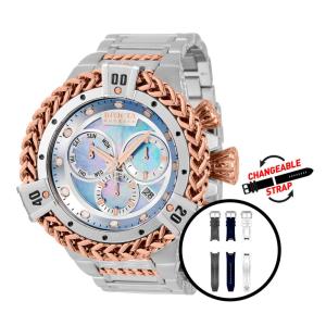 Relógio Masculino Reserve Herc com Mostrador Madrepérola e Pulseira Intercambiável, Invicta 33863, Prata e Dourado