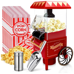 Máquina de Pipoca GVAKMM, Acessório de Presente em Caixa, Popper de Pipoca de Ar Quente, 10 Copos, Livre de Óleo, Estilo Retrô