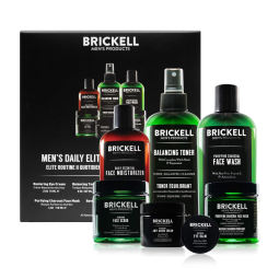 Kit Skincare de Cuidados com a Pele para Hos com Tratato Anti Idade, 7 Produtos, BRICKELL MENS PRODUCTS, Verde
