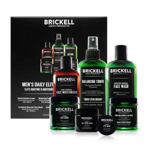 Kit Skincare de Cuidados com a Pele para Hos com Tratato Anti Idade, 7 Produtos, BRICKELL MENS PRODUCTS, Verde