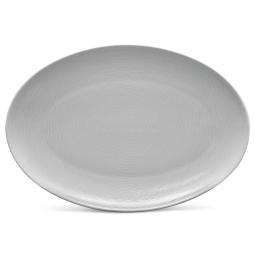 Prato Oval 40 cm em Porcelana, 01 Unidade, Noritake GoG Swirl, Cinza