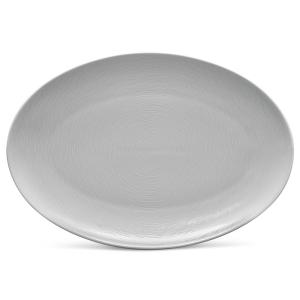 Prato Oval 40 cm em Porcelana, 01 Unidade, Noritake GoG Swirl, Cinza