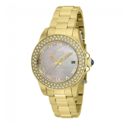Relógio Feminino Invicta Angel 34 mm Dourado com Mostrador em Madre-pérola Elegante e Sofisticado