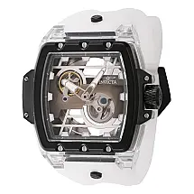 Relgio Anatmico Automtico Masculino com Ponte - 54,6mm. Branco. Preto 44273