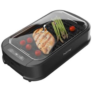 Churrasqueira Elétrica Antiaderente, Aço Inoxidável, 1500W, 110v, HOMELABS, Preto