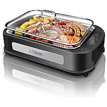Churrasqueira Elétrica Portátil serve até 5 Pessoas, 1500W, 110v, LITBOOS HG 01, Preto