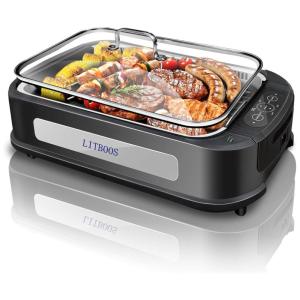 Churrasqueira Elétrica Portátil serve até 5 Pessoas, 1500W, 110v, LITBOOS HG 01, Preto