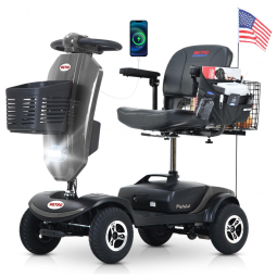 Cadeira de Rodas Elétrica Dobrável Metro Mobility para Idosos, com Assento para Adultos, Bateria de Longa Duração, com Bandeira